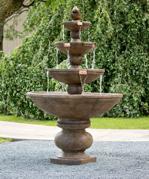 Buckingham Four Tier Fountain Copper Spill Cement Estate Stone Large